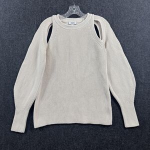COS Sweater Women's Small Beige 100% Cotton Cold Shoulder Knit Pullover Top